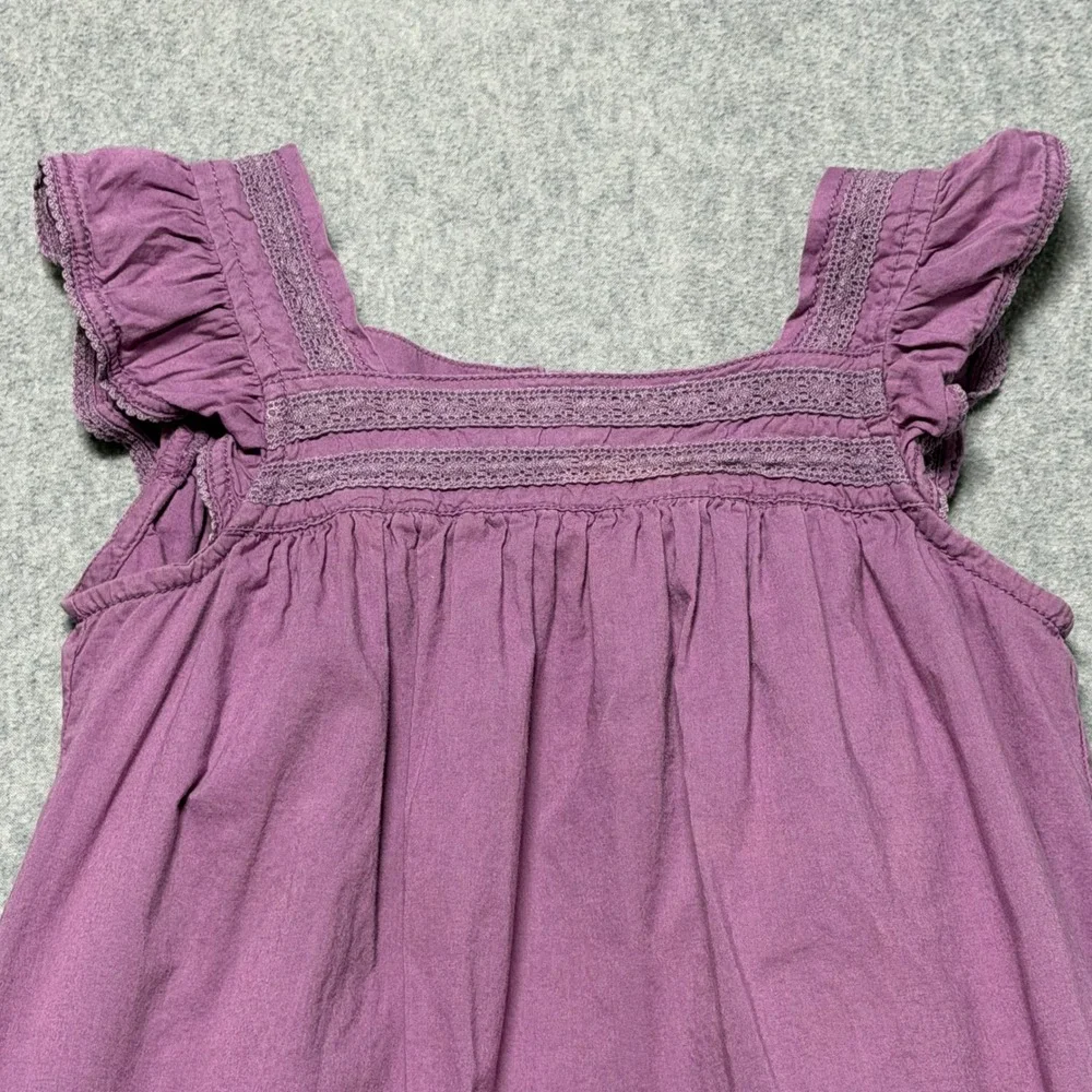 Mini Boden Girls Purple Cotton Lace Flutter Sleeve Dress Size‎ 4-5Y